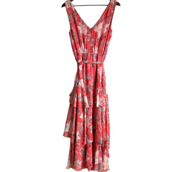 WHBM Pink Flirty Floral Print Midi Dress Sz 6 - Picture 9 of 9